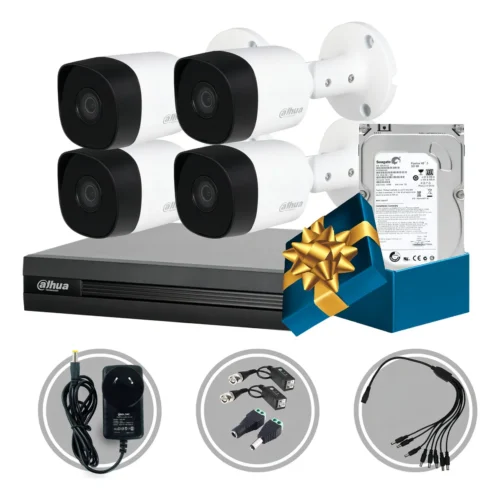 Kit Seguridad Dahua Dvr 4ch + 4 Camaras 1080p +disco Color Blanco