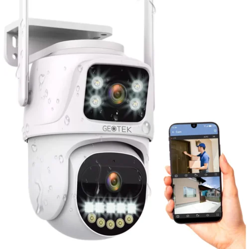 Camara Seguridad Geotek Ip Wifi Domo Doble Lente 6mp Exterior Vision Nocturna Deteccion Movimiento