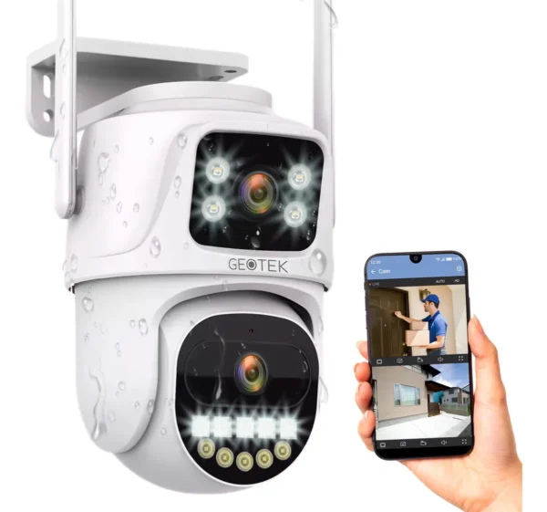 geotek domo Camara Seguridad Geotek Ip Wifi Domo Doble Lente 6mp Exterior Vision Nocturna Deteccion Movimiento