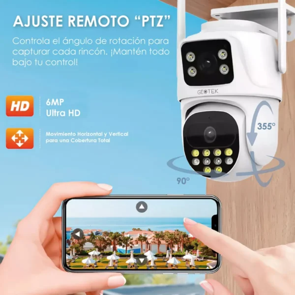 geotekdomo Camara Seguridad Geotek Ip Wifi Domo Doble Lente 6mp Exterior Vision Nocturna Deteccion Movimiento